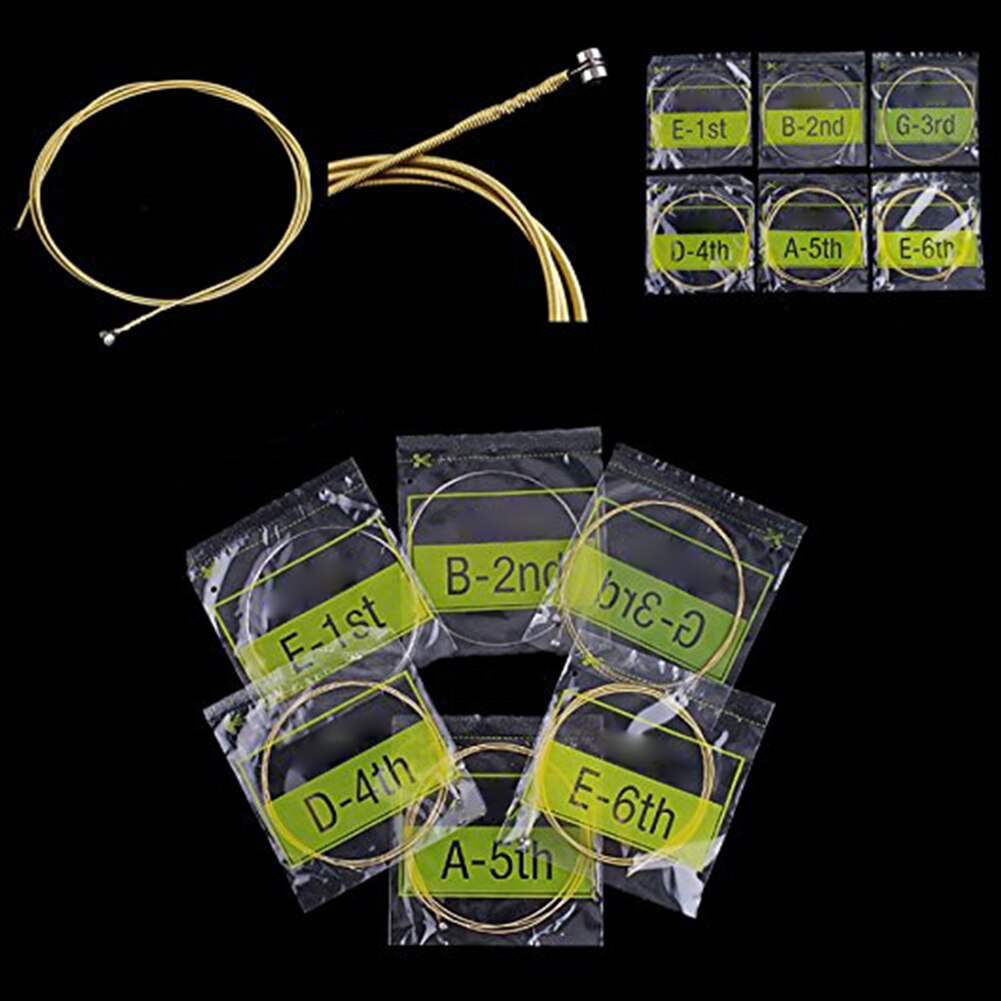 6Pcs/Set Guitar Strings Gold Plating Set Super Light for Classic Acoustic Guitar accessories