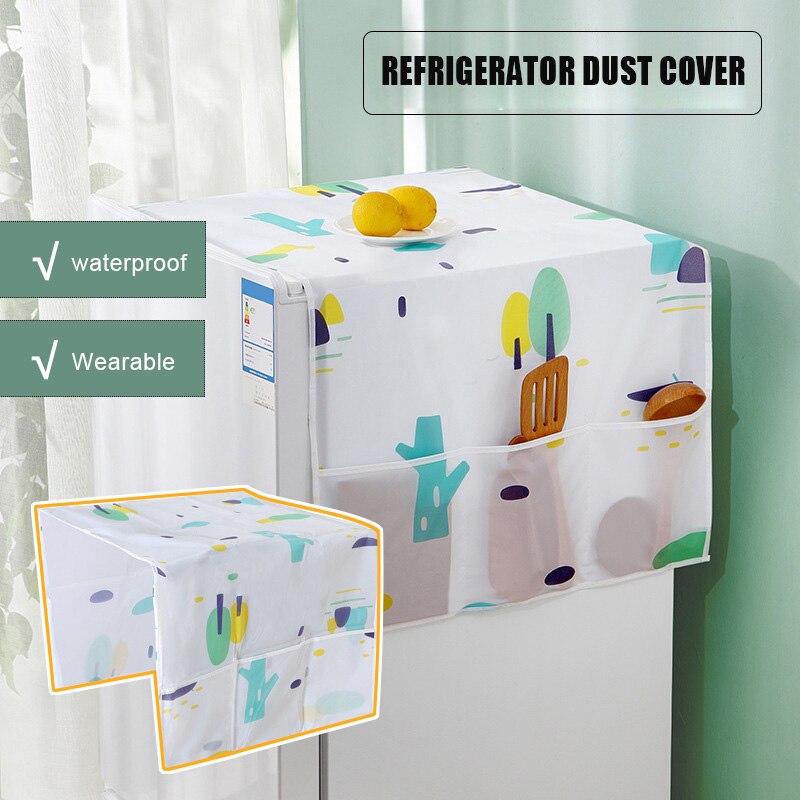 1/2pcs Dustproof Mat for Home Appliances Fridge Washing Machine Dust Cover with Storage Pockets HKS99