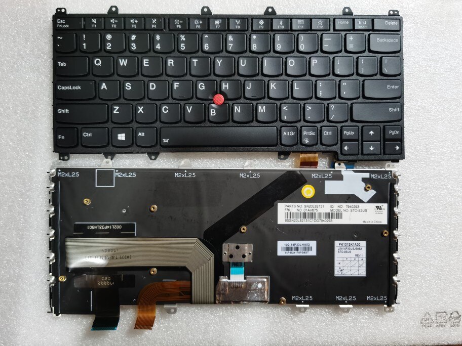 US Backlit Keyboard Original For LENOVO ThinkPad Yoga 260 370 X380 Yoga S1 4TH FRU 01AV675 01EN386 01HW575 01HW615 English: Black