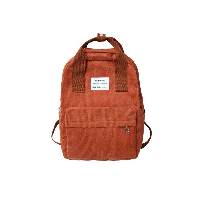 Corduroy Canvas Rugzak Voor Vrouwen College School Bagpack Harajuku Mode Reizen Schouder Boek Tassen Voor Tienermeisjes: ORANGE