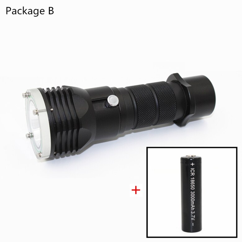 Linterna de buceo xm-l2 LED, 1200LM, subacuática, 50m, resistente al agua, con batería de 18650 o 26650: Package B
