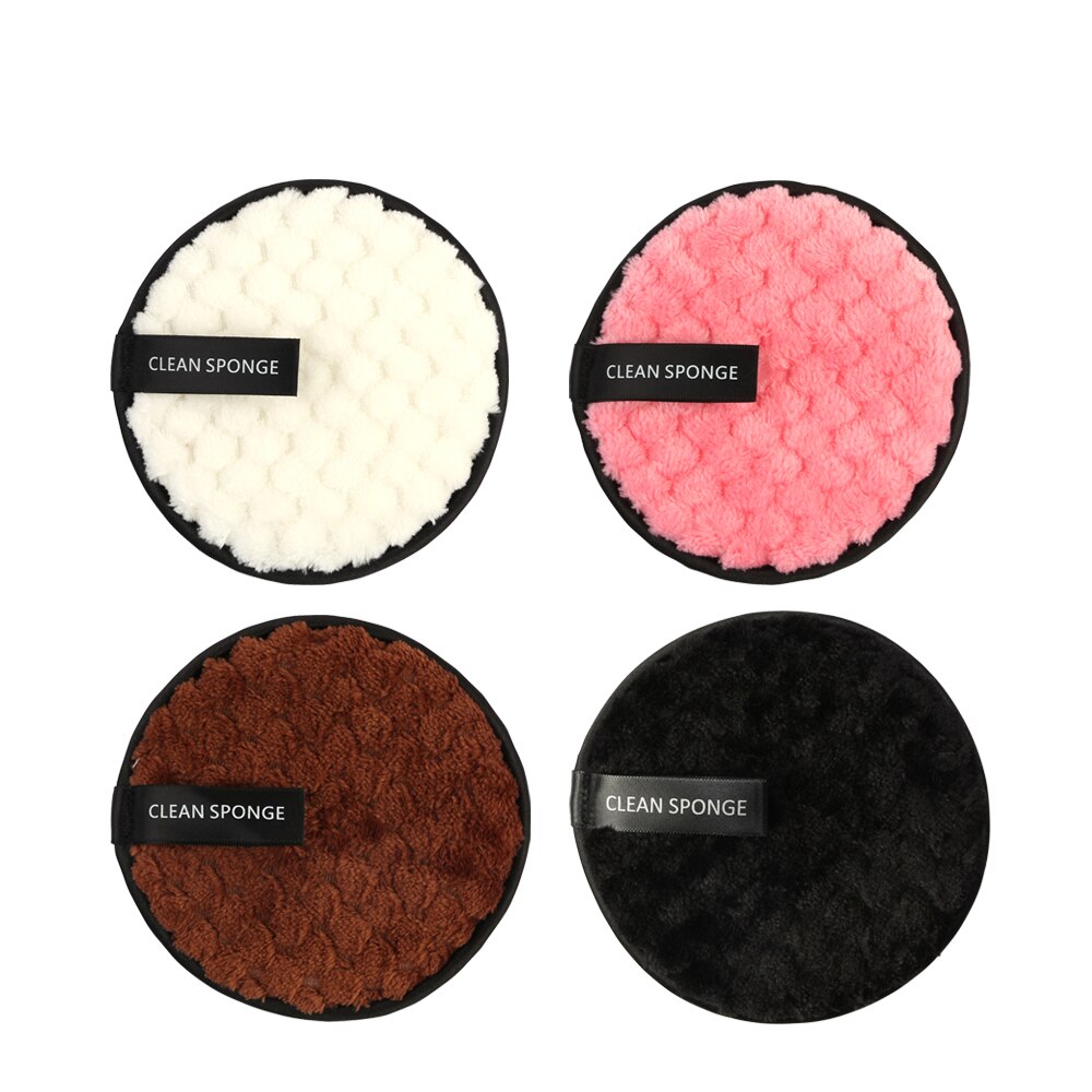 Chiffon démaquillant pour visage en peluche et microfibre, serviette nettoyante pour poudre de maquillage, tampons bouffée,