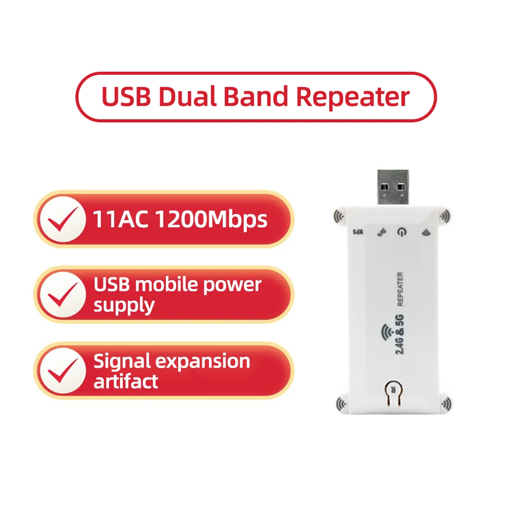 WALRAM WIFI5 AC1300 Dual Band 1200M Drahtlose Signal Verstärker Wifi Extender Booster 2,4g/5g Wifi Repeater usb Netzteil