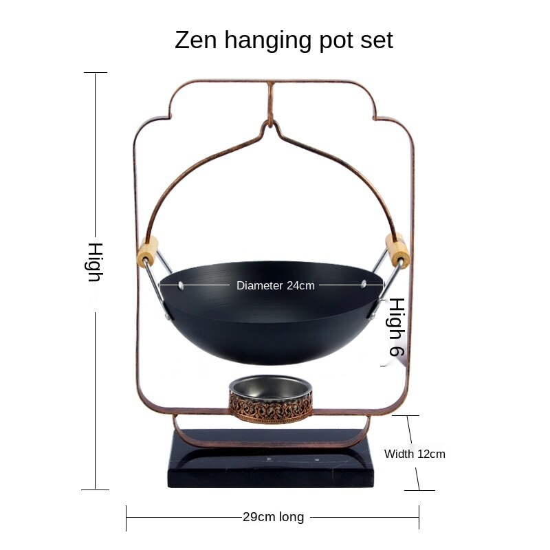 Tableware Special Dish Iron Stewed Pot Set Restaurant Hotel Hanging Pot Commercial Solid Alcohol Heating Furnace