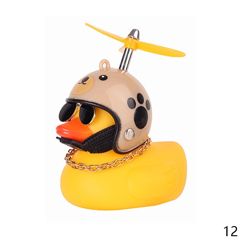 Populaire Kleine Gele Eend Auto Ornamenten Grappige Zonnebril Wind-Breaking Eend Met Propellor Helm Motor Paardrijden Fietsen Decoratie: Bear