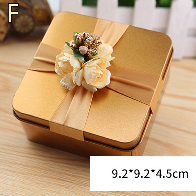 Luxury Gold Round Shape Tinplate Wedding Candy Box With Berry Flower Ribbon Metal Small Party Favors Chocolate Boxes: F-L