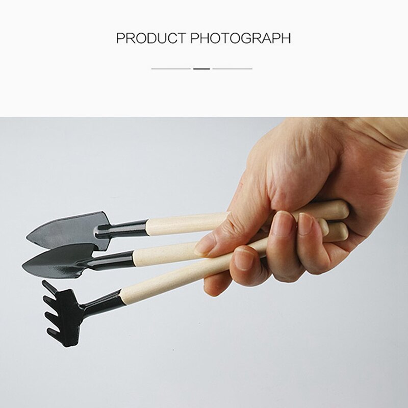 Gardening Tools Three-piece Small Shovel Hoe Rake Plant Potted Flowers Manual Tiny Wooden Handle Gadgets Garden Agricultural