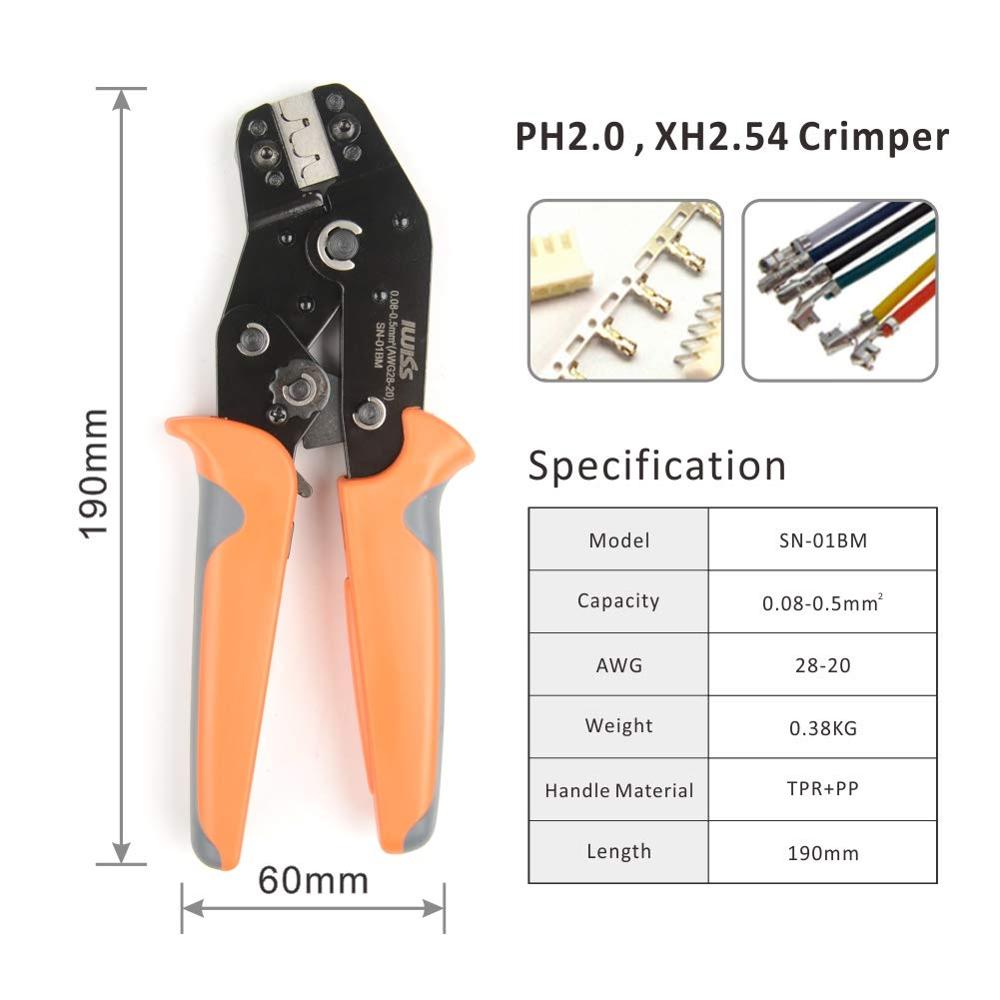 Sn -2549 = sn -28b+ sn -01bm krympetang for  ph 2.0, 2.5 xh,  jst, servokontaktplugg, d-sub-kontakt multiverktøy krympetang: Sn -01bm