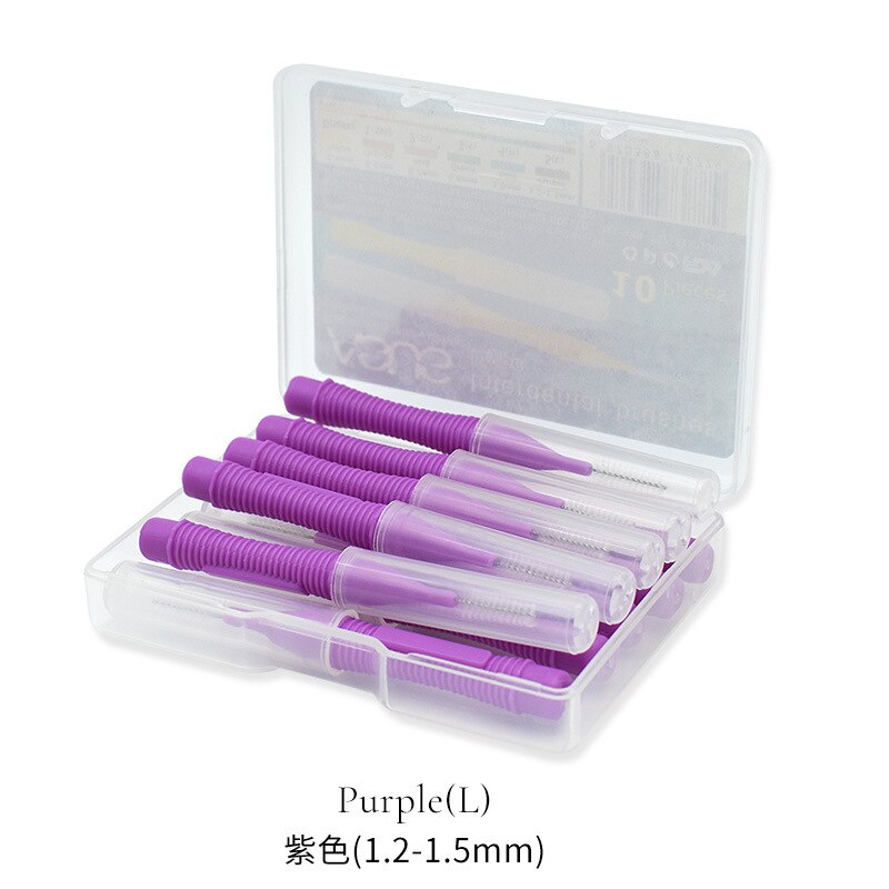 0.4-1.5mm push-pull interdental børste , 10 stk/boks, tanntråd tannbørste tannpirker kjeveortopedisk stålbørste munnpleie
