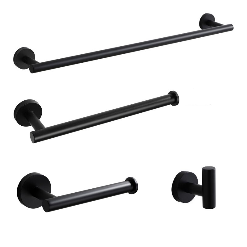 Bathroom Hardware Set 4 Piece Bath Accessories Set Wall Mount Includes 24" Towel Bar Toilet Paper Holder Towel Ring Hooks SUS304