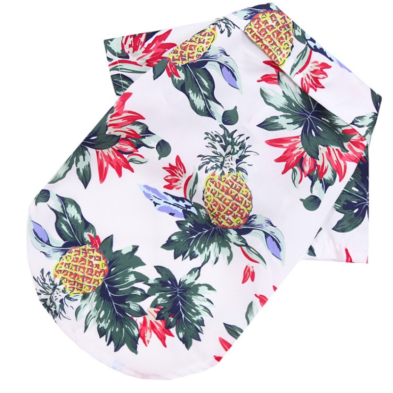 Mode Hawaiiaanse Strandstijl Hondenshirt Zomer Hondenkleding Ademend Kat Dun Shirt Leuke Print Puppy Vest Chihuahua Kleding: SCARLET / S