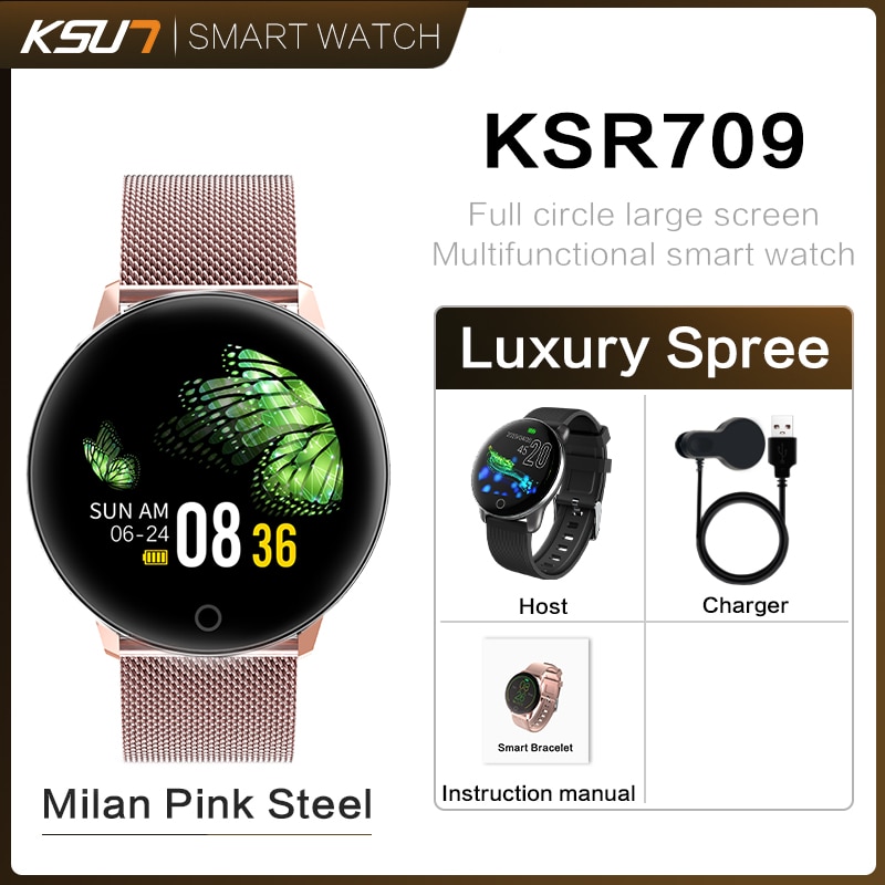 KSUN KSR709 Männer Sport Pedometer Smart Uhr IP68 Wasserdichte Fitness Tracker Heart Rate Monitor Frauen Uhr Smartwatch