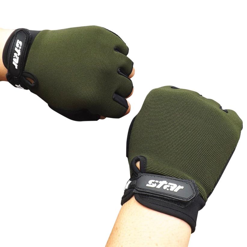 Mannen Antislip Cycling Bike Gym Fitness Sport Half Vinger Handschoenen Hand Protector Gewichtheffen Sport Fietsen Handschoenen: Army Green / XXL
