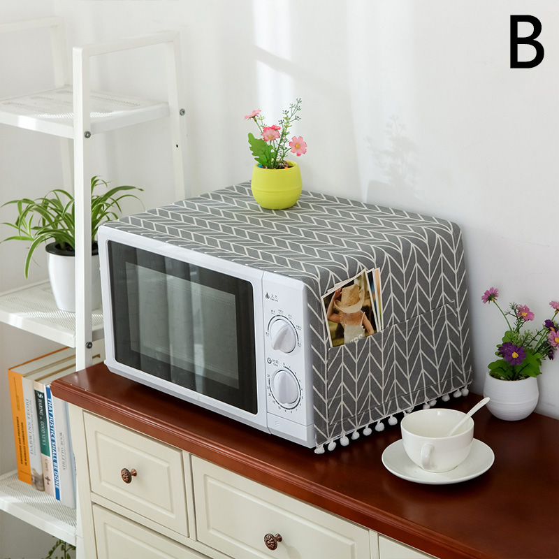 Dustproof Microwave Cover Simple Microwave Oven Hood Oil Dust Cover with Storage Bag Kitchen Accessories Supplies Home Decor: B