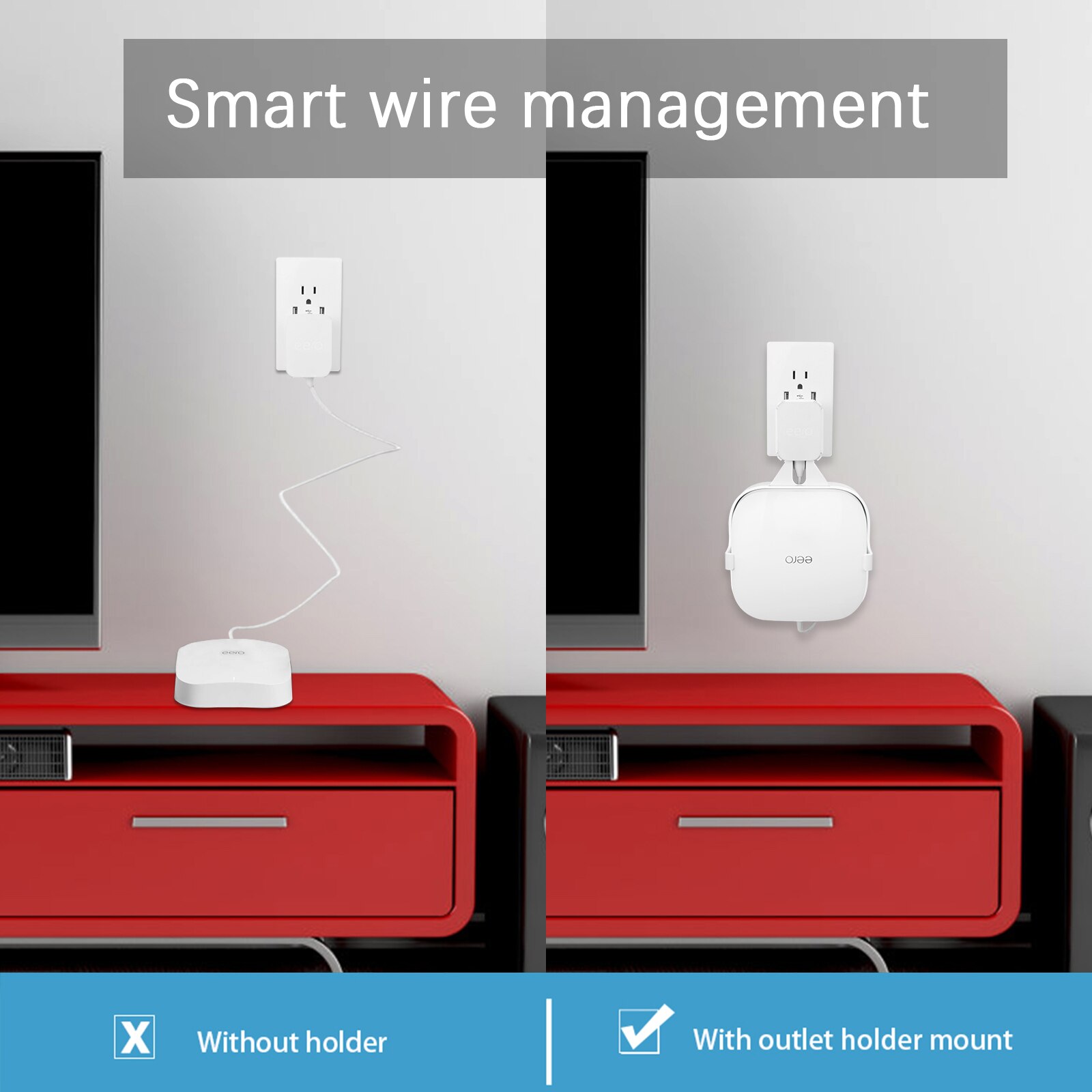 Shelf Stylish Wall Mount Holder For EERO Pro 6 Mesh Wifi Router(US Version) Cable Arrangement Bracket Space Saving