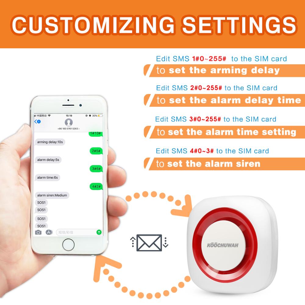 Koochuwah Home Gsm Alarmsysteem Diy Home Security 2G Netwerk Auto Dail En Stuur Sms 868 Mhz Draadloze alarm Sensor