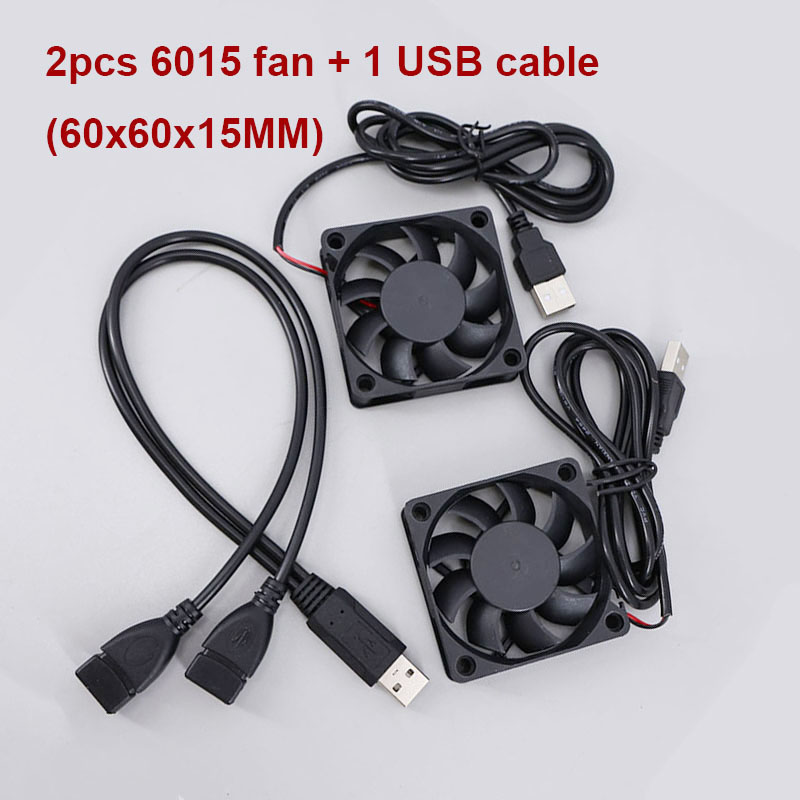 Dual 40mm 50mm 60mm 80mm 90mm 120mm DC 5V Powered USB Fans with 2 in 1 USB Cable for AV Receiver DVR Cooling E: Blue