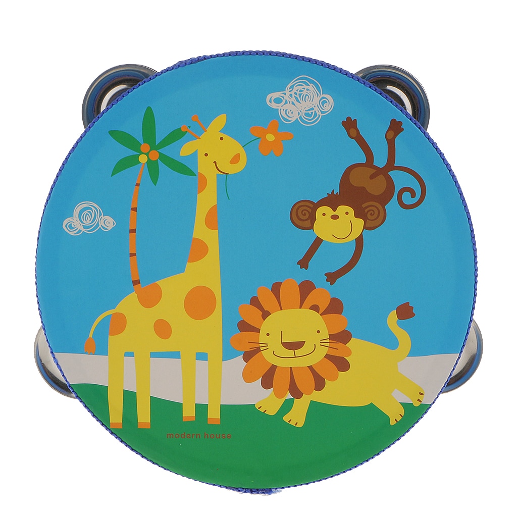 Pandereta de madera de una sola fila para bebé, juguete de percusión para niños pequeños, 6 pulgadas