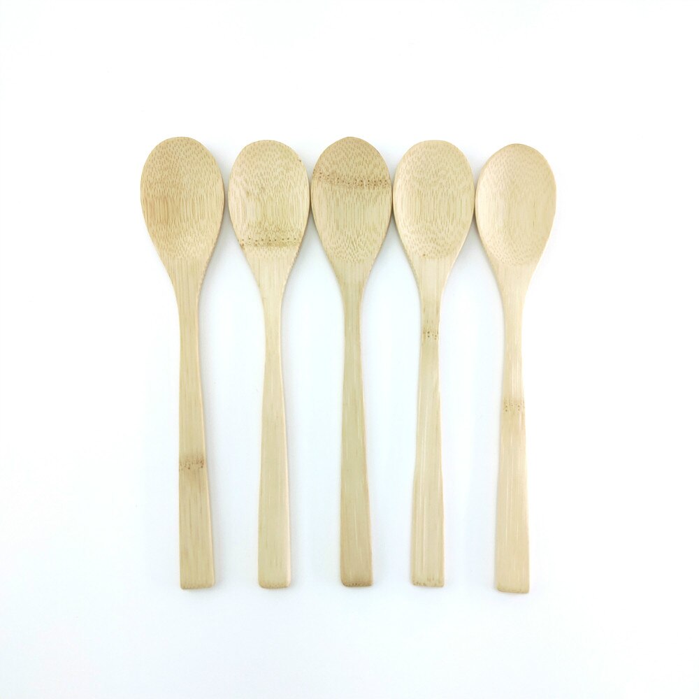 Organic bamboo Wood Cutlery Natural Bamboo Spoon Coconut Palm Coconut Spoon for Coconut shell bowl Bamboo Spoon Cutlery: 5pcs 20cm spoon
