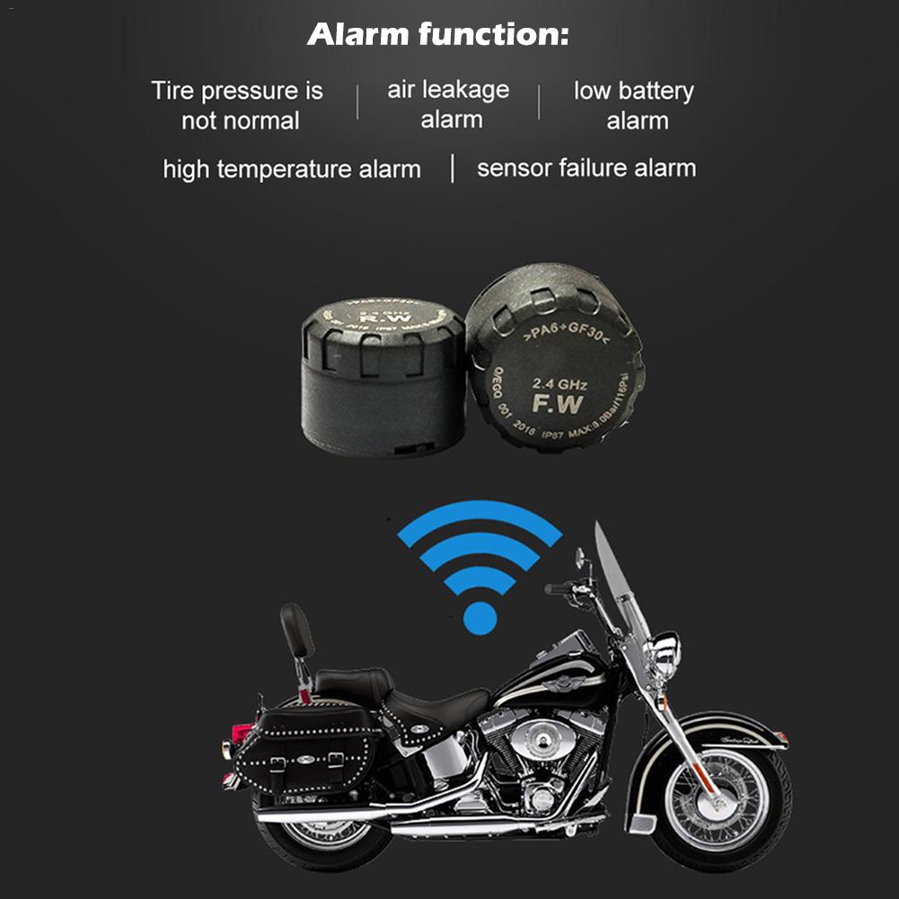 Motorfiets Bluetooth Bandenspanningscontrolesysteem met 2 Sensoren LCD Display Anti-Diefstal Functie Waterdicht voor Motorfietsen