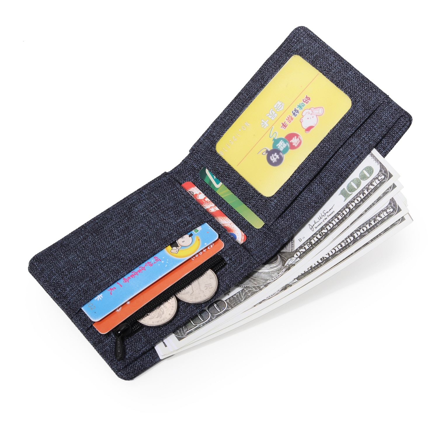 Mænd korte tegnebøger lærred stof pung bifold mandlige afslappet pengesække tværgående multi-kort lodret pengepung lommebog