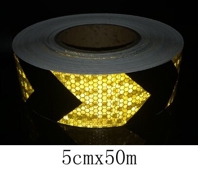 Rollo de pegatinas reflectantes para coche, tira de advertencia decorativa, película segura para motocicleta y coche, cinta de seguridad para carretera, 5cm x 50m: black yellow