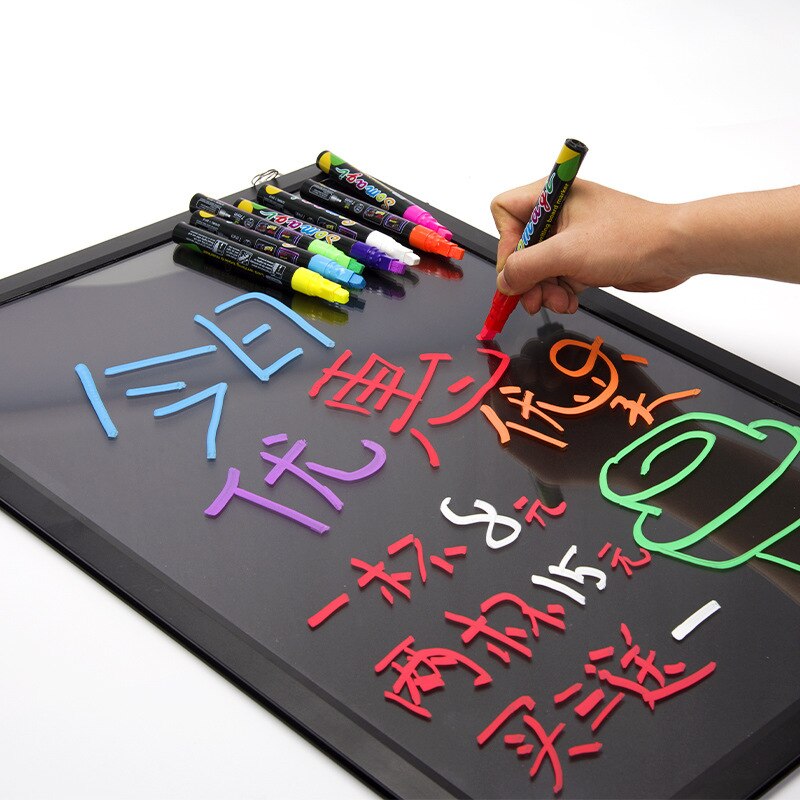 8pcs/set Highlighter Fluorescent Liquid Chalk Pen Marker Glass Windows LED Board Blackboard Glass Painting Graffiti