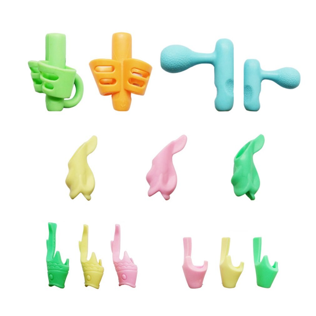 13 pcs/lot Two-Finger Kids Pen Holder Silicone Baby Learning Writing Tool Correction Device Pencil Grasp Writing Aid Pencil