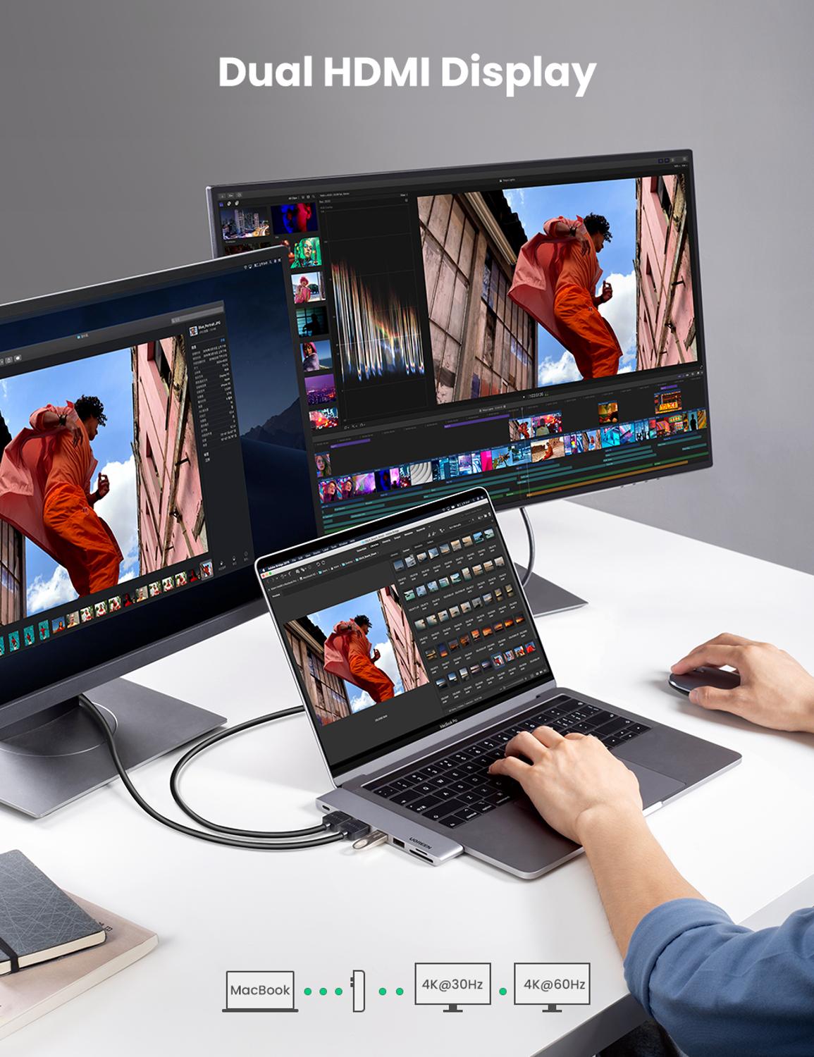 Ugreen usb c hub til macbook pro air usb type c hdmi hub til macbook pro air adapter thunderbolt 3 dock usb  c 3.1 usb hub