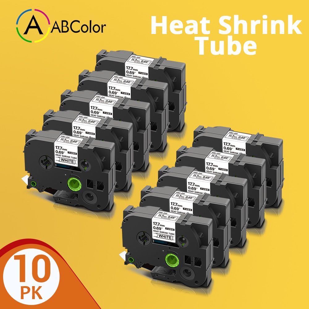 18mm Band für Brother HSe-241 HSe-641 HSe 241 641 hse241 hse641 Schrumpf Schlauch Label Band Für Brother P touch Label Maker: 10PK Black on White