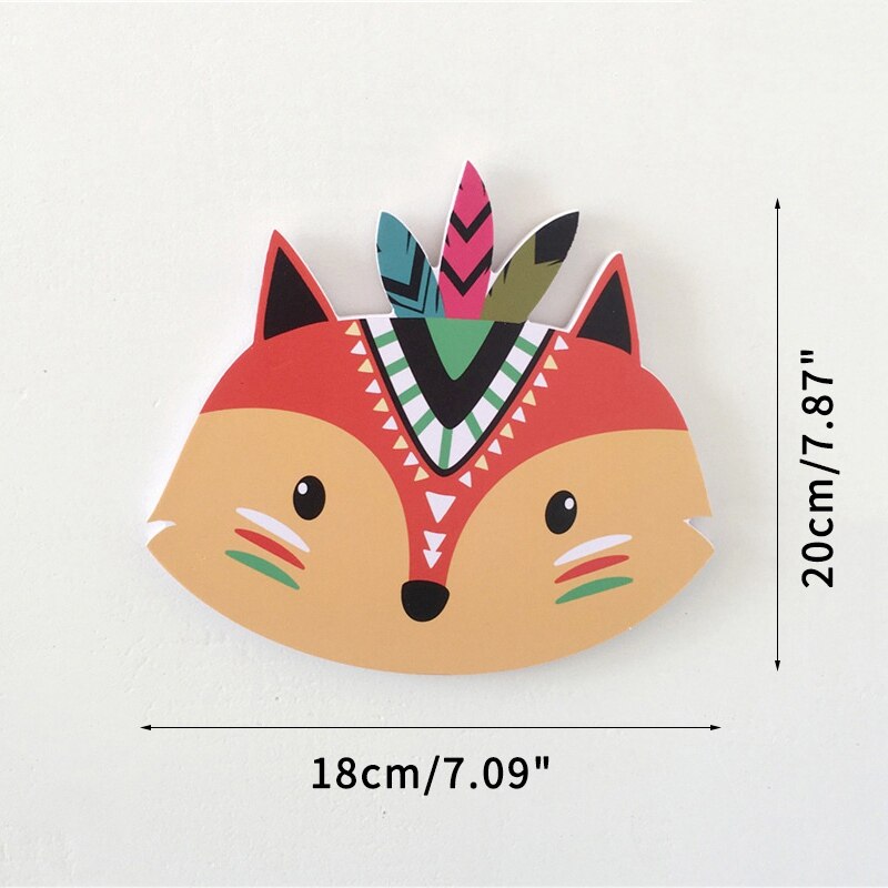 Style nordique enfants chambre ornements dessin animé animaux renard bébé chambre berceau décor enfant dessin animé Animal tête mur décor enfant: 7
