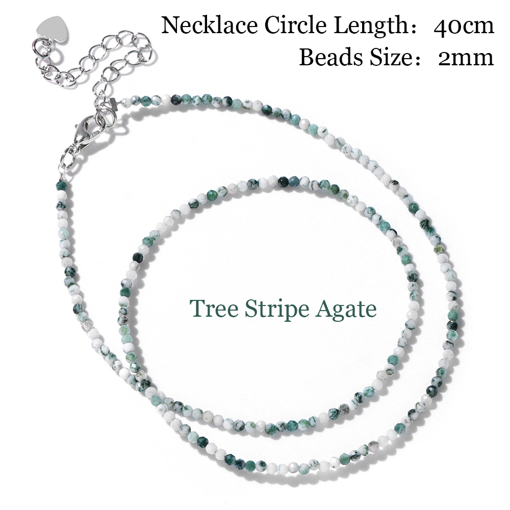 Mini Steen Kralen Ketting 2mm Facet Natuurlijke Agat Quartz Kettingen Vrouwelijke Mode Party Choker voor Vrouwen Meisjes Sieraden