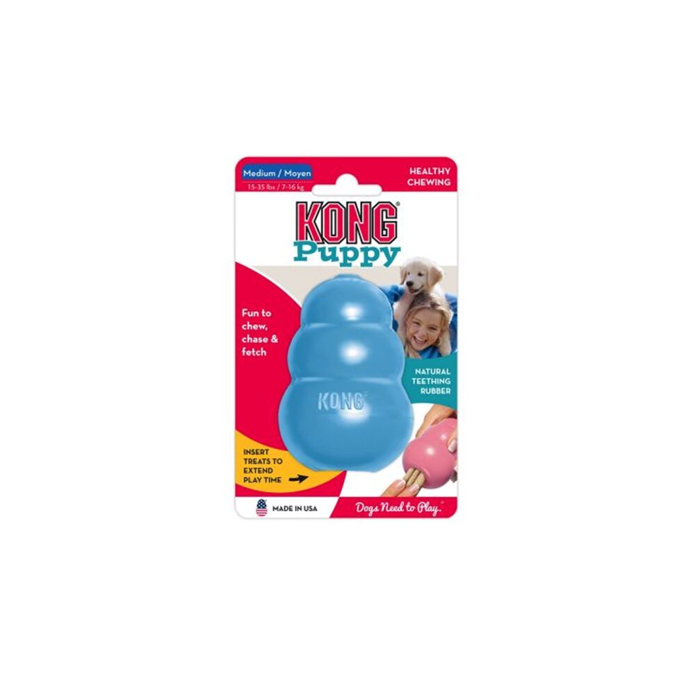 M-Size KONG Classic Dog Chew Toy Collection Up to 15-35lbs(7-16kg): Blue