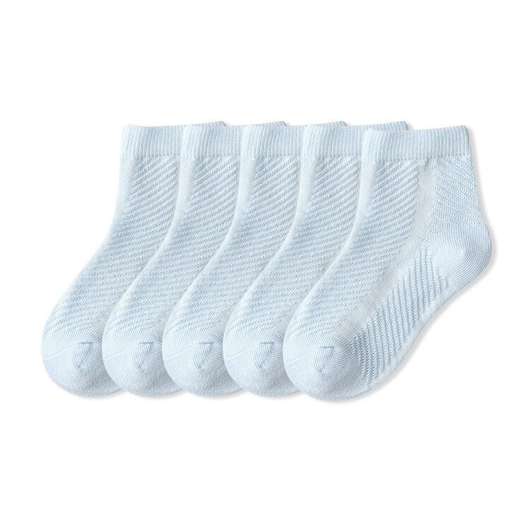 5 paia/lotto bambini accoglienti morbidi calzini in cotone a rete traspirante solido per 1-12Y Boy Girl Baby Teen Summer Kids abbigliamento accessori: 4-6T / Black