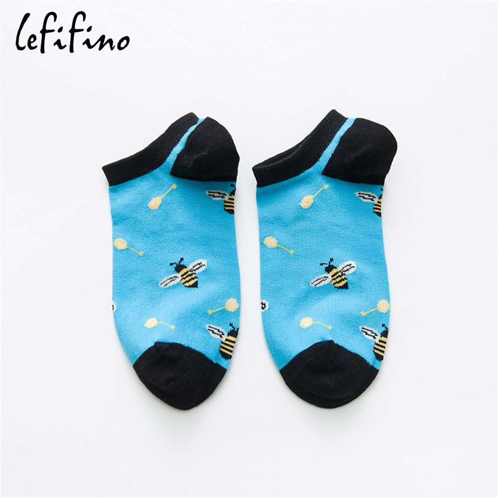 Calcetines de algodón de verano con dibujos de plátanos y frutas, calcetines de tobillo para mujeres, de corte bajo calcetines divertidos de animales, calcetines invisibles para chicas lindas felices