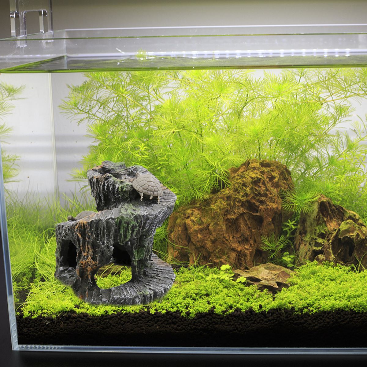 Fish Turtle Basking Platform Tortoise Reptiles Basking Climbing Platform Resin Hiding Cave Ornament For Aquarium Fish Tank