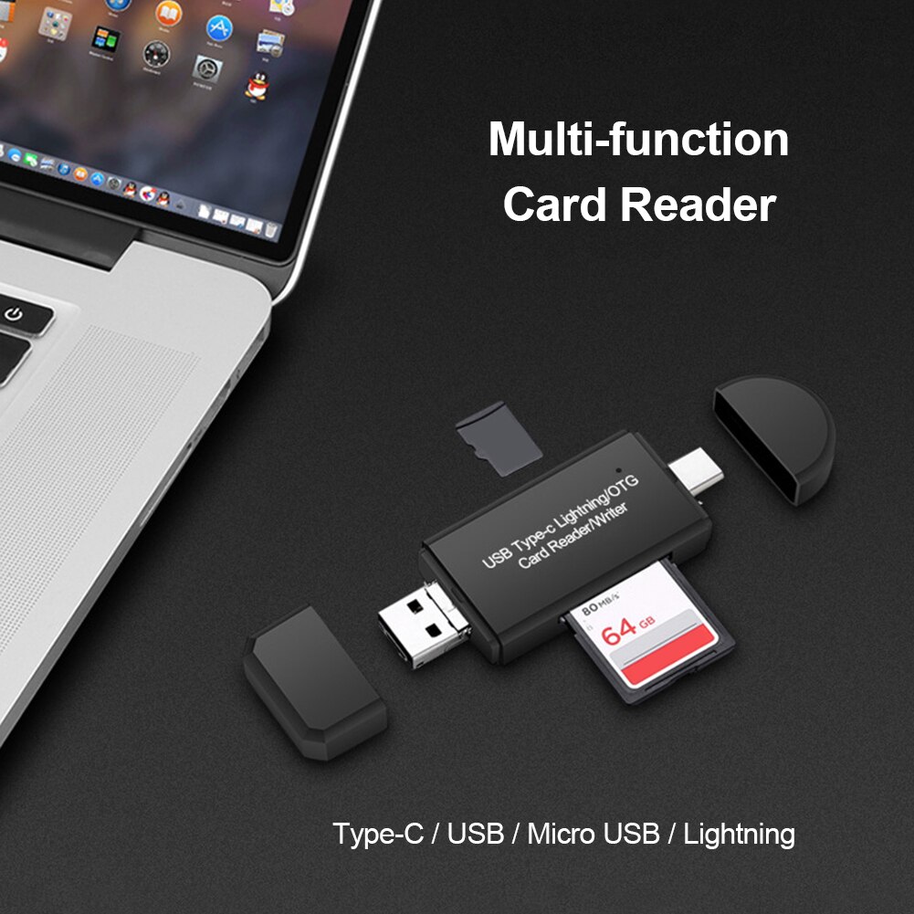 4 in 1 otg micro-sd-kartenleser für usb micro-sd-adapter, flash-laufwerk, smart-speicherkartenleser, typ-c-kartenleser