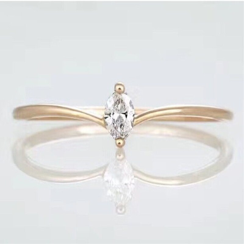 Cc ringe til kvinder hest øje sten v form enkel gul sød ring brude bryllup smykker zirconia bijoux  cc1502