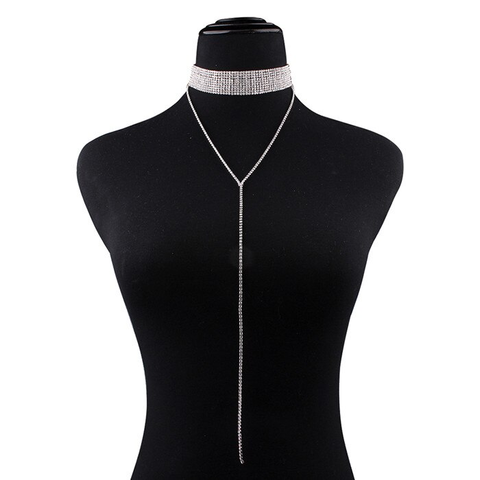 Rhinestone Gold Verzilverd Supernatural Luxe Crystal Sieraden Accessoires Dikke Verklaring Chocker Kettingen Collier: Silver