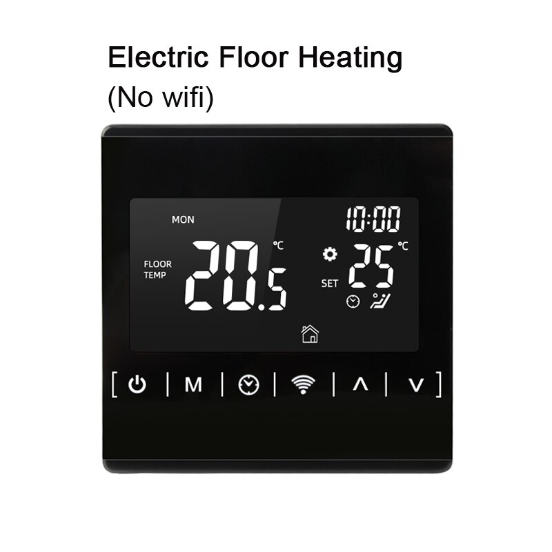 WiFi Smart Thermostat Temperature Controller for Gas Boiler Electric Underfloor Heating Humidity Display Works With Alexa: Elec F Heating-No Wi
