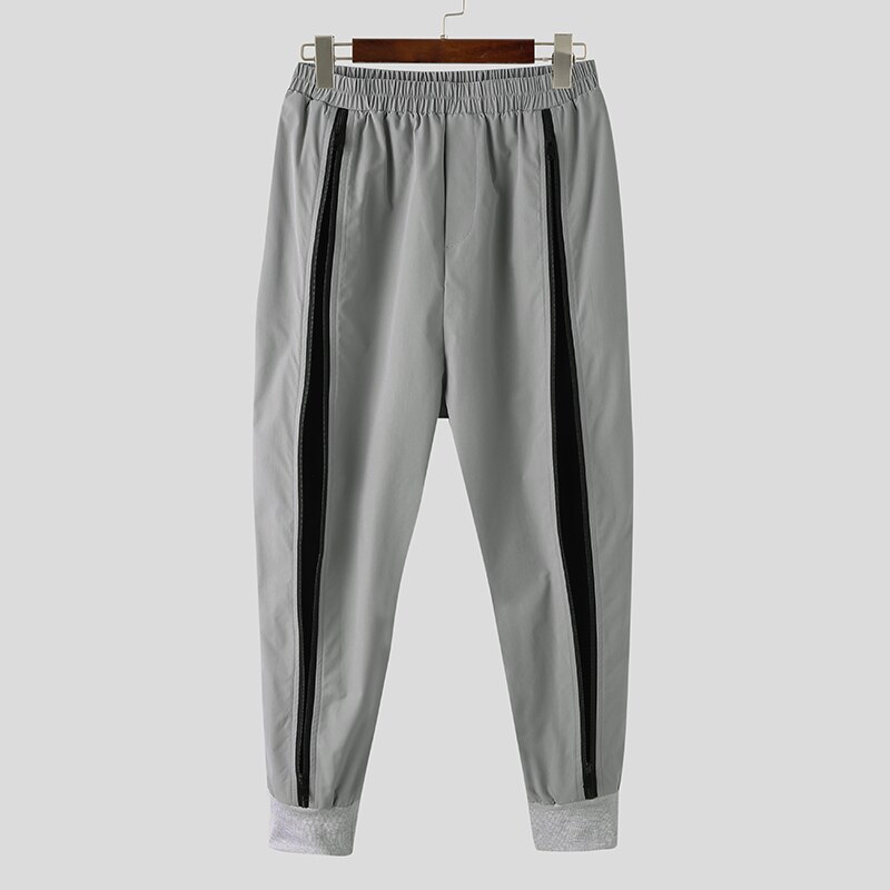Men Sweatpants Joggers Zippers Bodybuilding Patchwork Casual Trousers Elastic Waist Streetwear Track Pants INCERUN S-5XL: 5XL / Gray