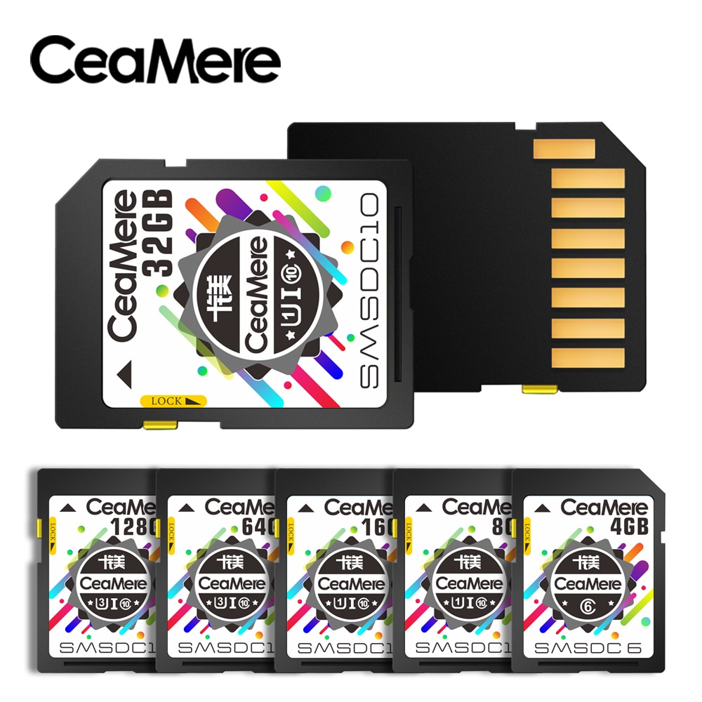 CeaMere SD Card 128GB 64GB 32GB 16GB 8GB 4GB XC HC Flash Memory Card Class 10 UHS-I Micro sd card 128GB For Camera