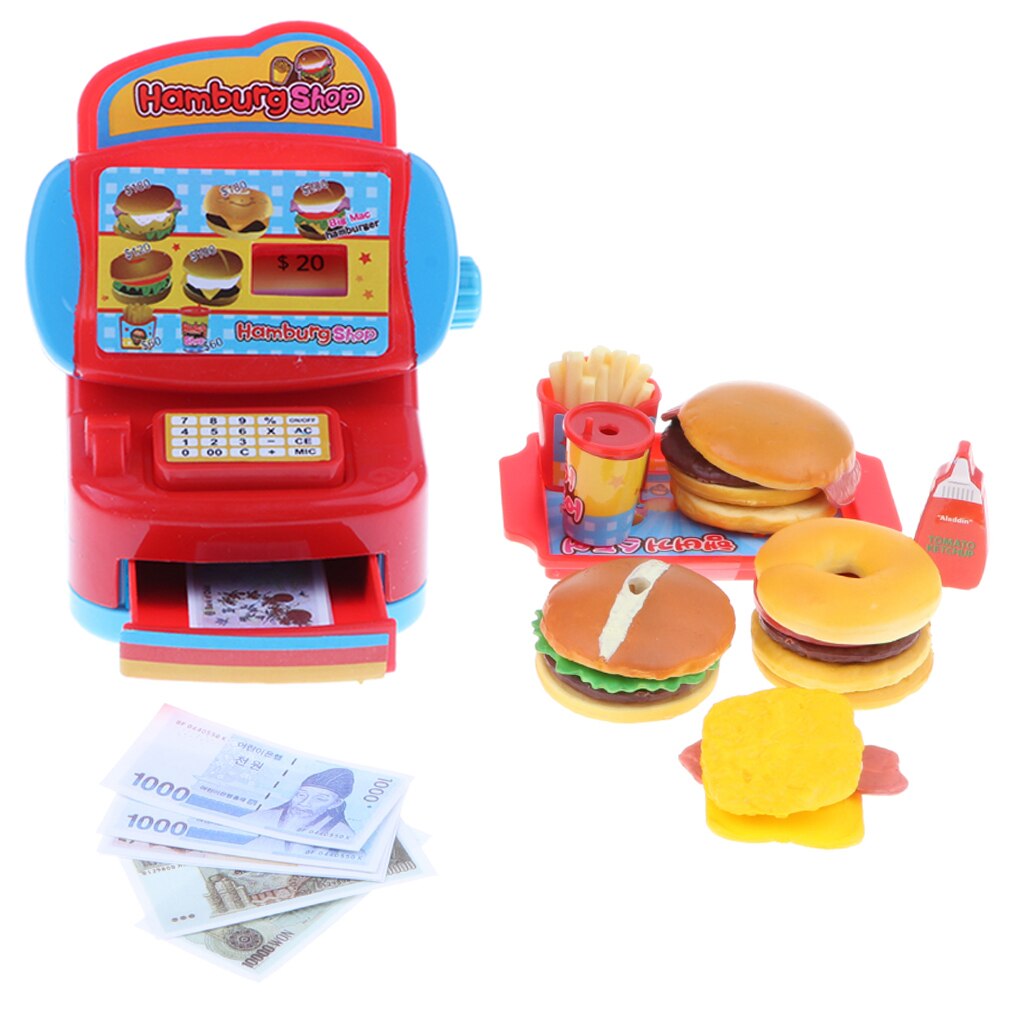 Simulation Fast-Food-Restaurant Kassen Spielset Kinder kinder Pretend Spielen Spielzeug Geburtstag Fit für Jungen & Mädchen