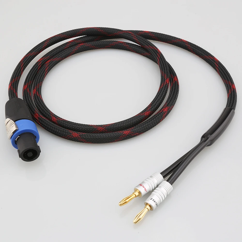 Audiocrast HiFi Sub Speaker Cable Speakon to dual Banana plug Subwoofer Audio Cable