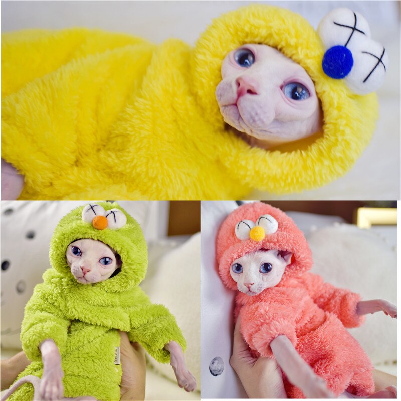 Duomasumi Warm Dubbele Berber Fleece Trui Kat Kleding Sphynx Kat Outfits Comfort Verdikte Winter Haarloze Kat Kleding