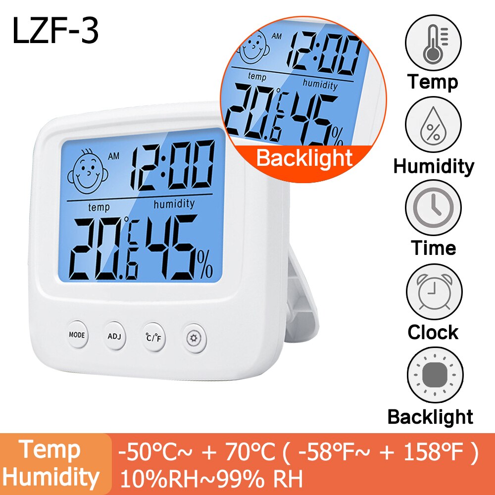 Thermomètre et Hygromètre Numérique LCD, avec un Affichage Électronique de la Température et de l&#39;Humidité, pour l&#39;Intérieur et l&#39;Extérieur, une Fonction de Station Météo et Horloge, Numéro de Modèle HTC-1/HTC-2: Type A Backlight