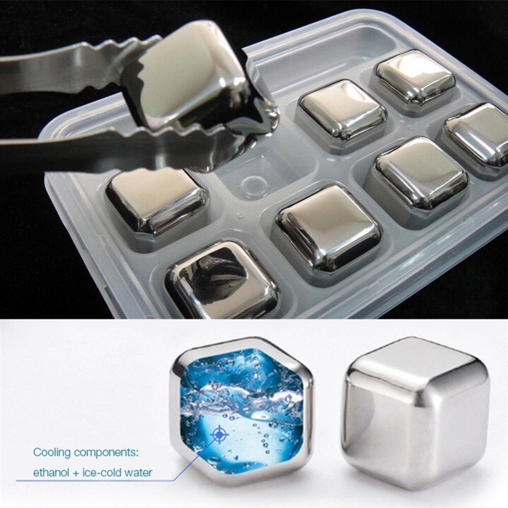 Reusable Stainless Steel Whiskey Stones Rocks Food Grade Ice Cubes Beer Wine Cooler Candy Bar KTV Supplies