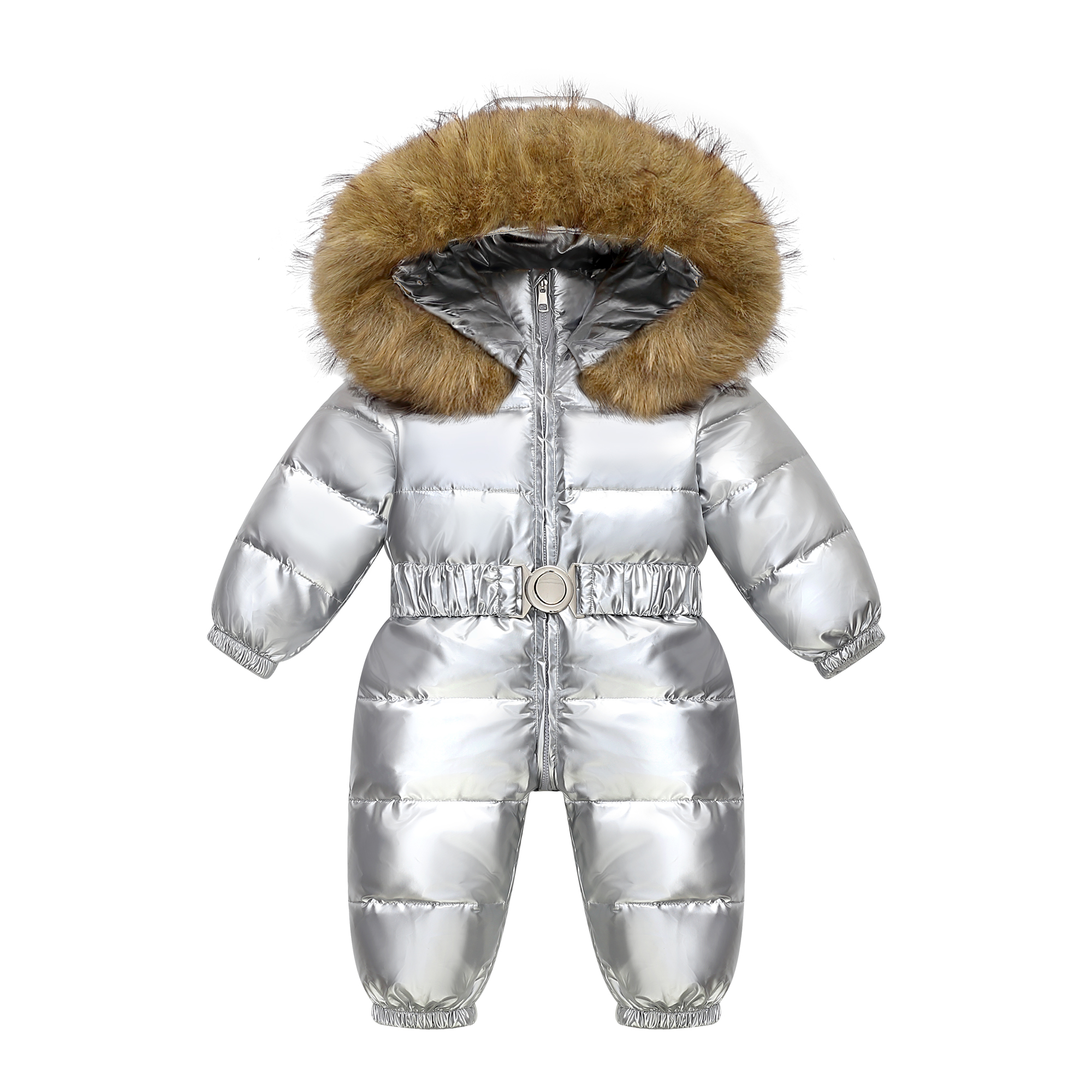 Vinter skidress baby jumpsuit gutteoveralls varm dunjakke låve smålåve jenteklær barneklær fuskepelsfrakk overfrakk: Sølv / 5t