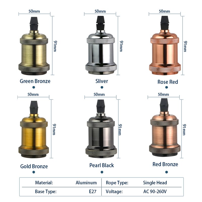 4pcs/lot E27 Lamp Holder Vintage Edison bulb Base E26 Screw Bulb base 110V 220V Socket Retro Fittings Fixture Pendant lights
