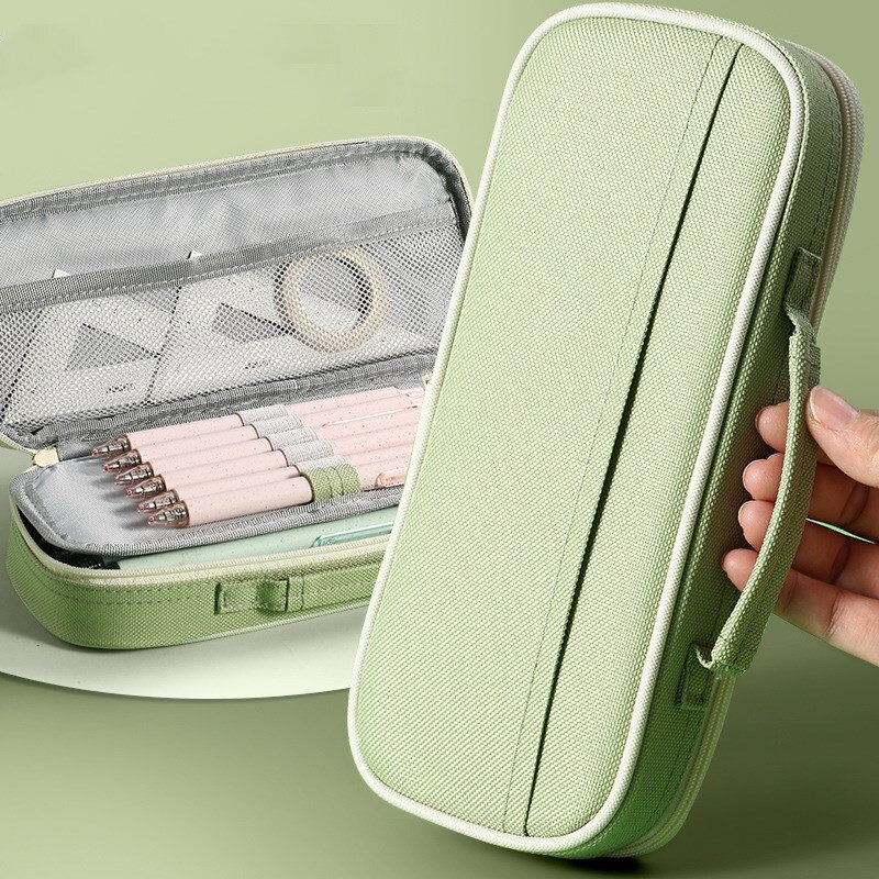 Draagbare Canvas Etui School Briefpapier Opbergtas Grote Capaciteit Pen Case Effen Kleur Pen Zak Leuke Cosmetische Tas Girlgift: Angoo Single A6